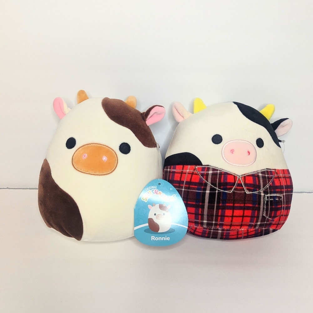 Squishmallows 8in Cow bundle, PJ Connor, and Ronnie